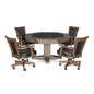 Dark Brown Poker Table Leather Chairs 5 PC Set-Game Tables-Sunny D-LOOMLAN