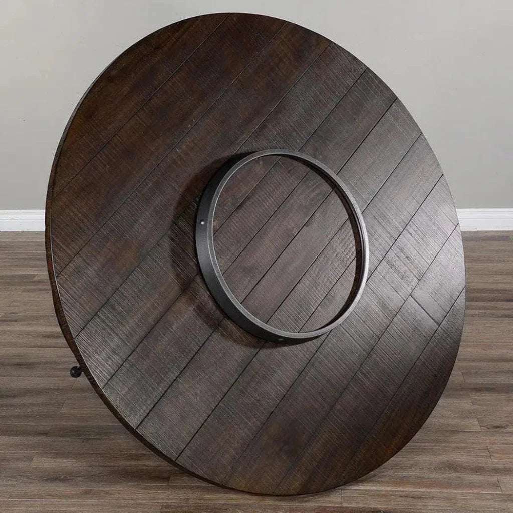 Dark Brown Round Barrel Pub Table Barstools 5 PC Set-Dining Table Sets-Sunny D-LOOMLAN