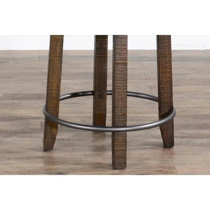 Dark Brown Round Barrel Pub Table Barstools 5 PC Set-Dining Table Sets-Sunny D-LOOMLAN