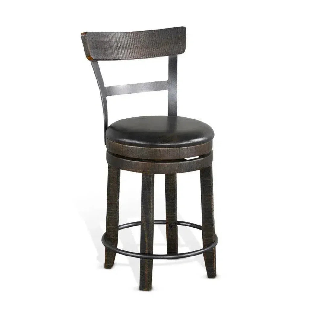 Dark Brown Round Barrel Pub Table Barstools 5 PC Set-Dining Table Sets-Sunny D-LOOMLAN
