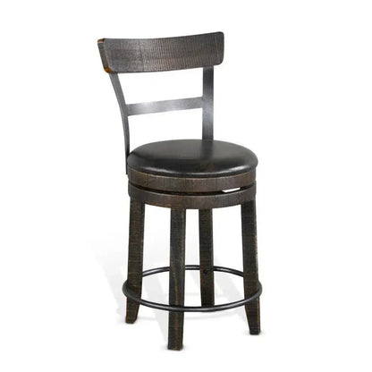 Dark Brown Round Barrel Pub Table Barstools 5 PC Set-Dining Table Sets-Sunny D-LOOMLAN