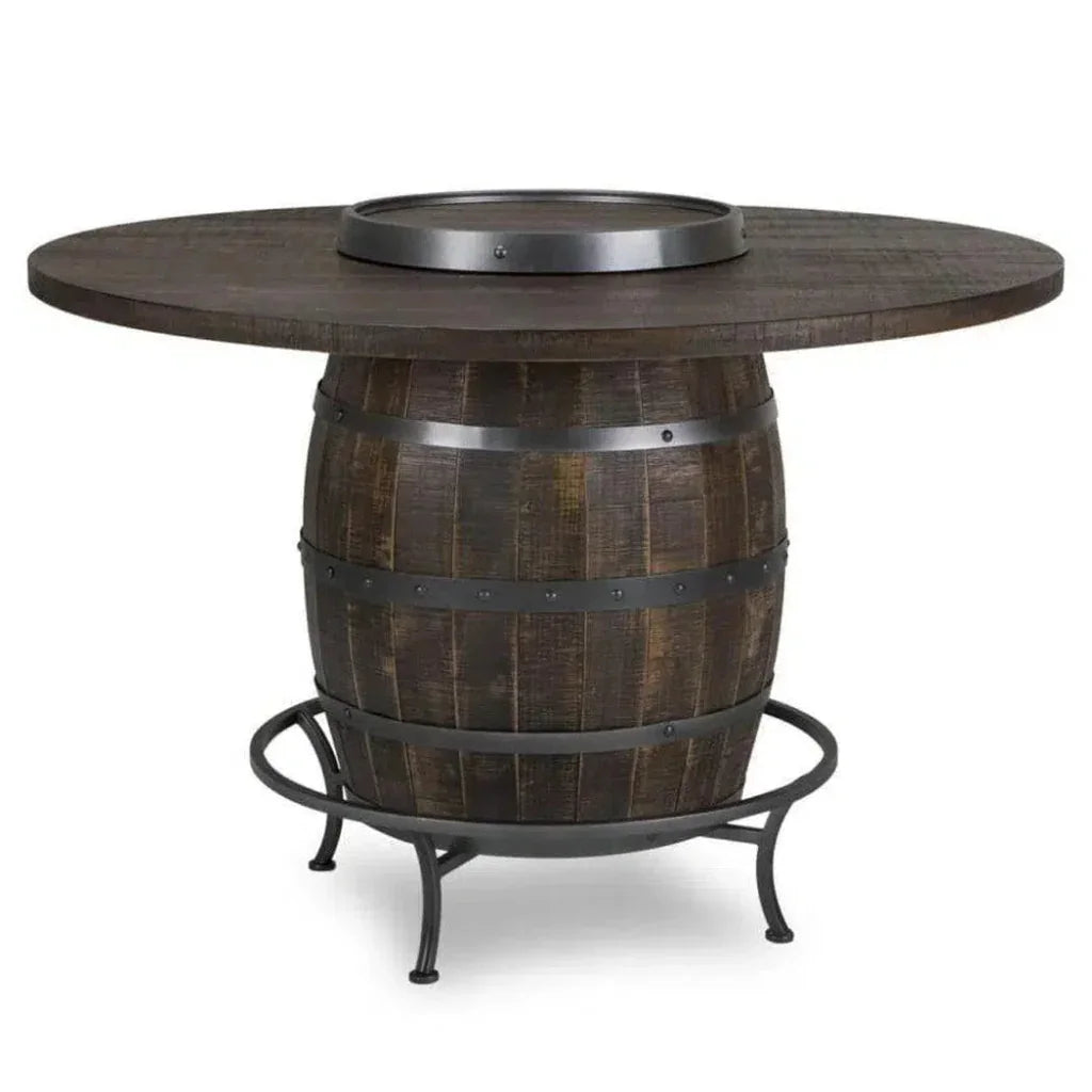 Dark Brown Round Barrel Pub Table Barstools 5 PC Set-Dining Table Sets-Sunny D-LOOMLAN