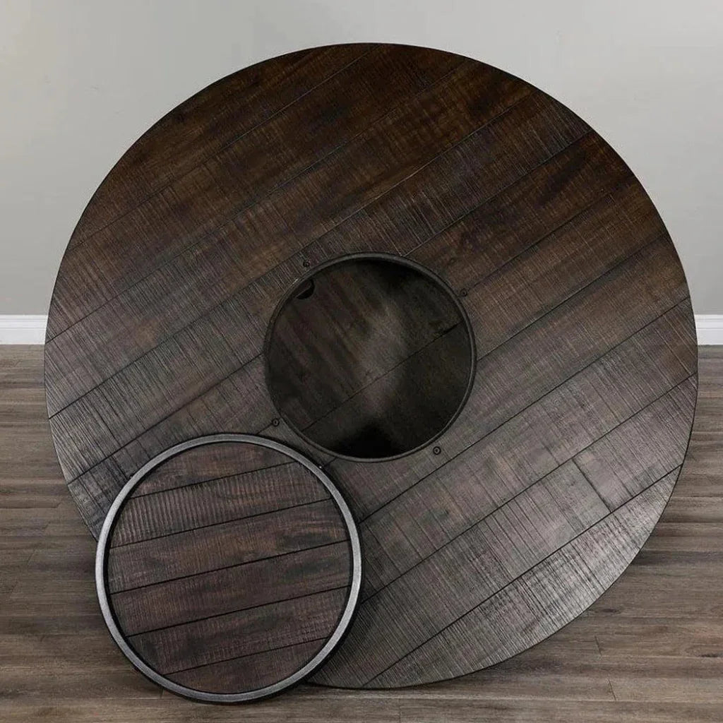 Dark Brown Round Barrel Pub Table Barstools 5 PC Set-Dining Table Sets-Sunny D-LOOMLAN