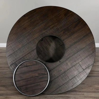 Dark Brown Round Barrel Pub Table Barstools 5 PC Set-Dining Table Sets-Sunny D-LOOMLAN