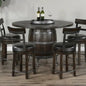 Dark Brown Round Barrel Pub Table Barstools 5 PC Set-Dining Table Sets-Sunny D-LOOMLAN