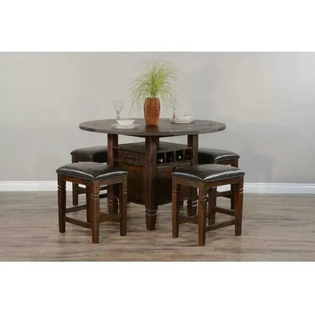 Dark Rustic Leather Backless Barstool - LOOMLAN - Sunny D - Bar Stools