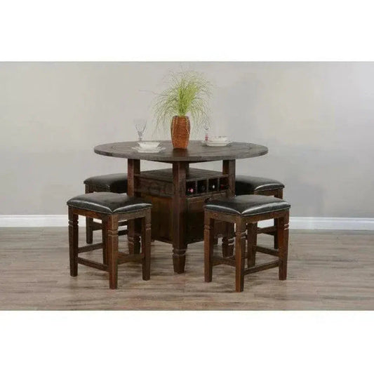 Dark Rustic Leather Backless Barstool - LOOMLAN - Sunny D - Bar Stools