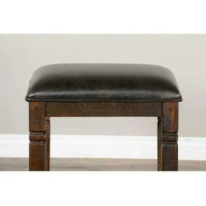 Dark Rustic Leather Backless Barstool - LOOMLAN - Sunny D - Bar Stools