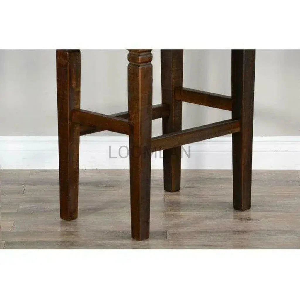 Dark Rustic Leather Backless Barstool - LOOMLAN - Sunny D - Bar Stools