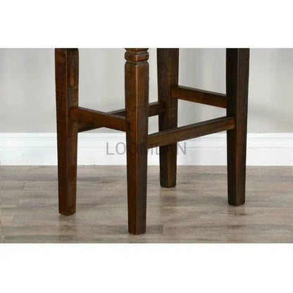 Dark Rustic Leather Backless Barstool - LOOMLAN - Sunny D - Bar Stools
