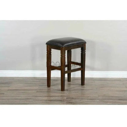 Dark Rustic Leather Backless Barstool - LOOMLAN - Sunny D - Bar Stools