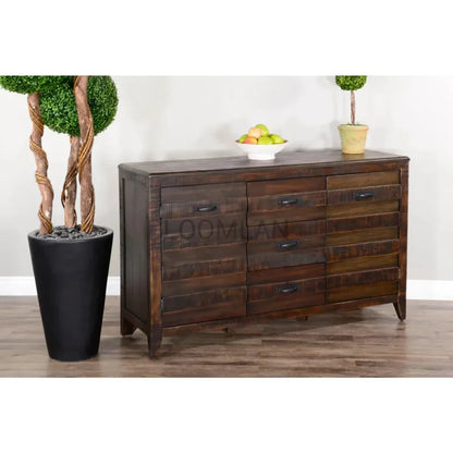 Dark Wood Dining Server Buffet Sideboard Drawers - LOOMLAN - Sunny D - Sideboards
