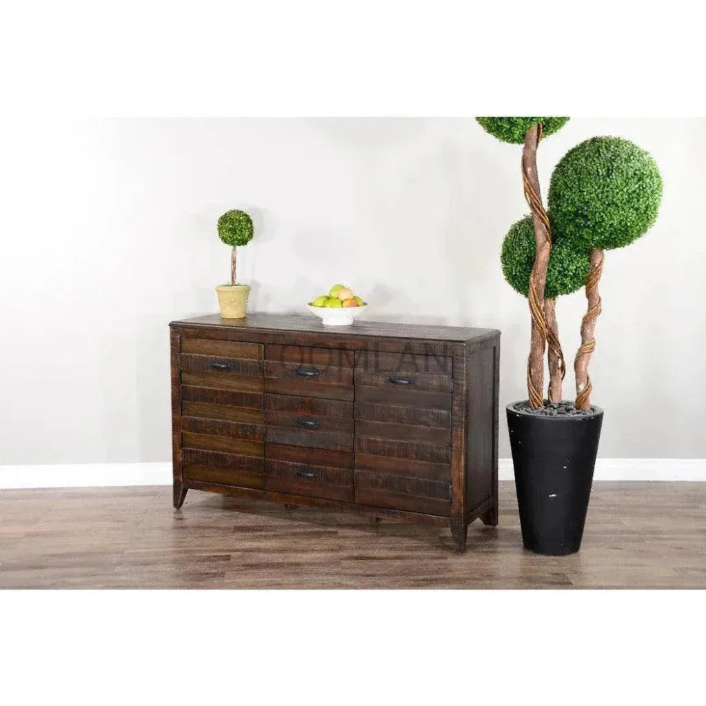 Dark Wood Dining Server Buffet Sideboard Drawers - LOOMLAN - Sunny D - Sideboards