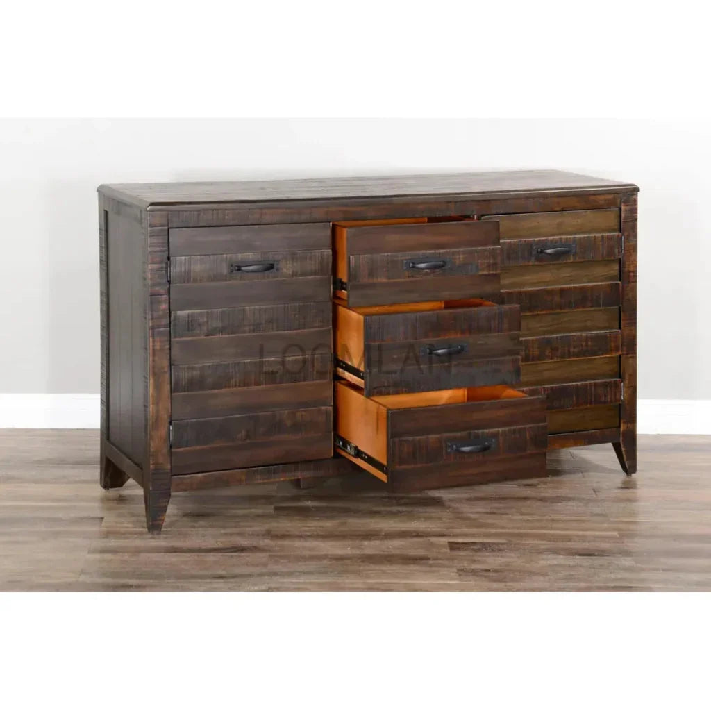 Dark Wood Dining Server Buffet Sideboard Drawers - LOOMLAN - Sunny D - Sideboards