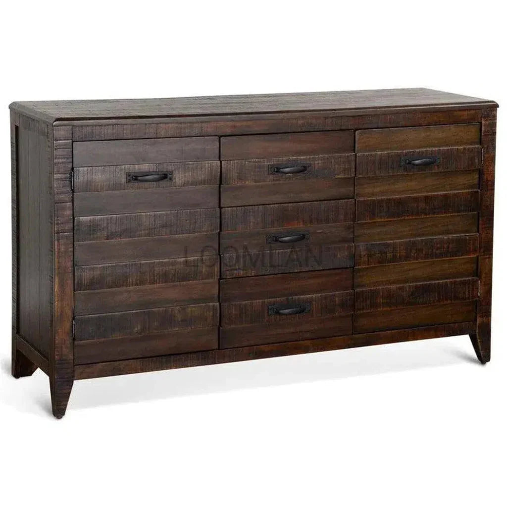 Dark Wood Dining Server Buffet Sideboard Drawers - LOOMLAN - Sunny D - Sideboards