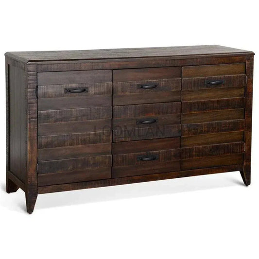 Dark Wood Dining Server Buffet Sideboard Drawers - LOOMLAN - Sunny D - Sideboards
