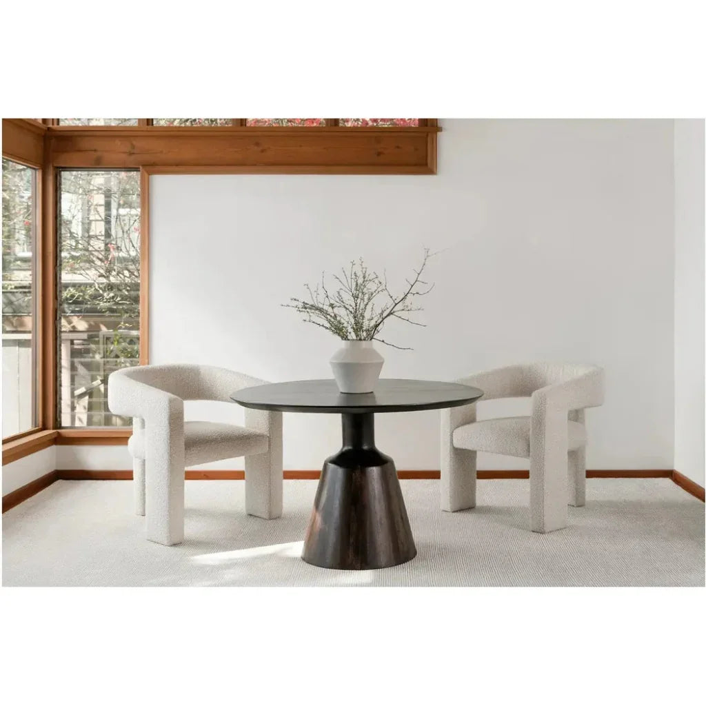 Dark Wood Round Dining Table Pedestal-Dining Tables-Moe's Home-LOOMLAN