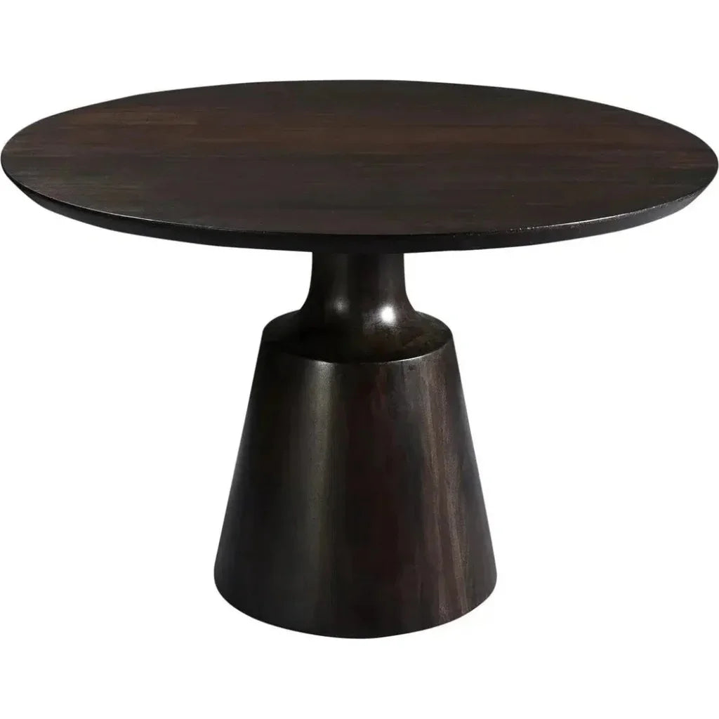 Dark Wood Round Dining Table Pedestal-Dining Tables-Moe's Home-LOOMLAN