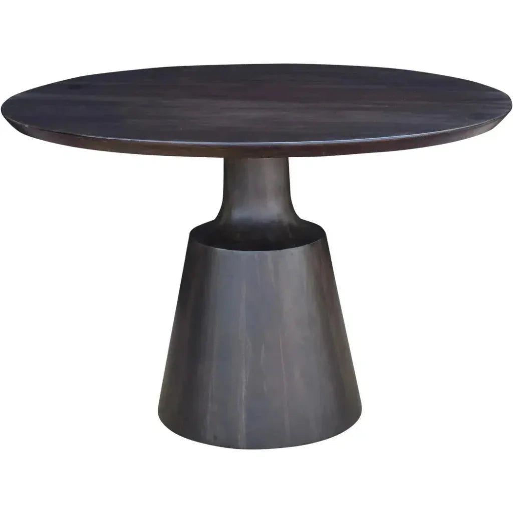 Dark Wood Round Dining Table Pedestal-Dining Tables-Moe's Home-LOOMLAN