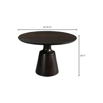 Dark Wood Round Dining Table Pedestal-Dining Tables-Moe's Home-LOOMLAN