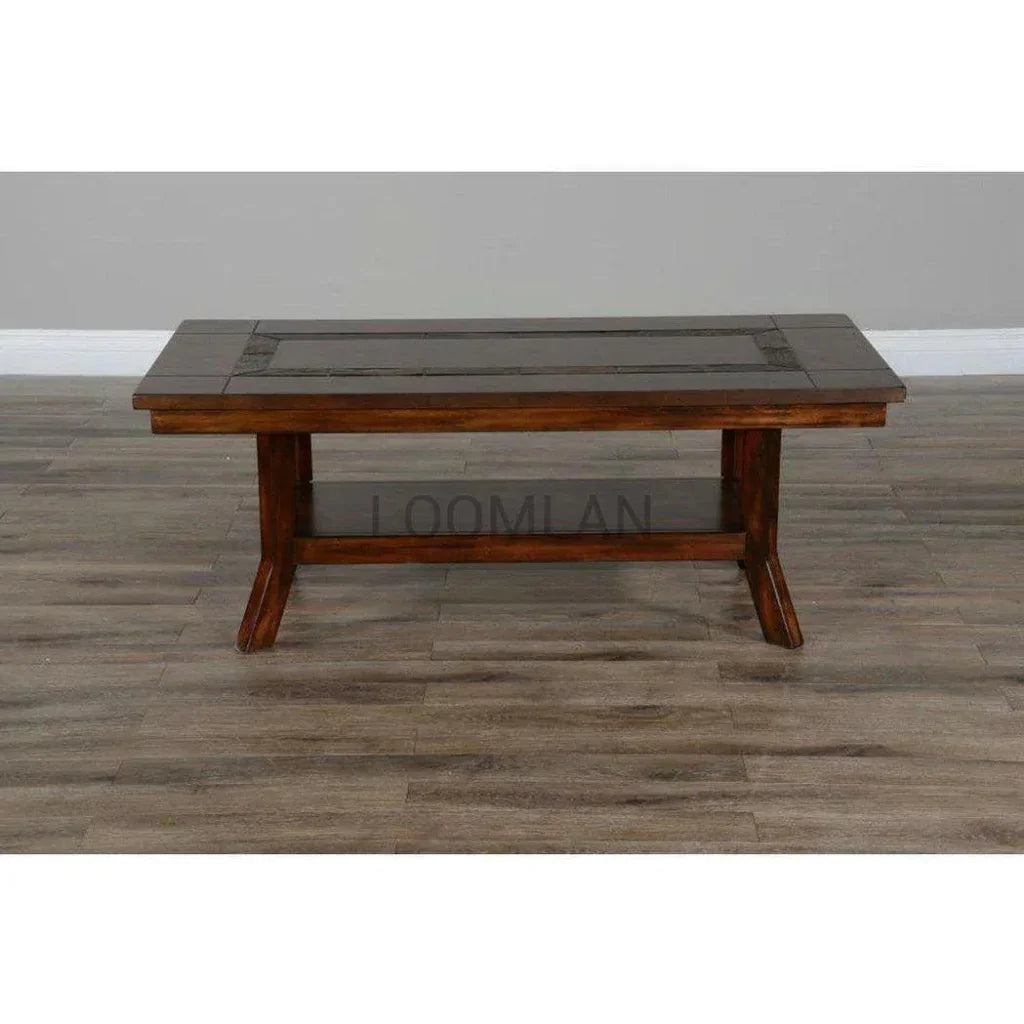 Dark Wood Slate Cocktail Coffee Table - LOOMLAN - Sunny D - Coffee Tables