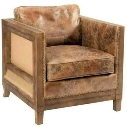 Darlington Brown Leather Club Chair - LOOMLAN - Moe's Home - Club Chairs