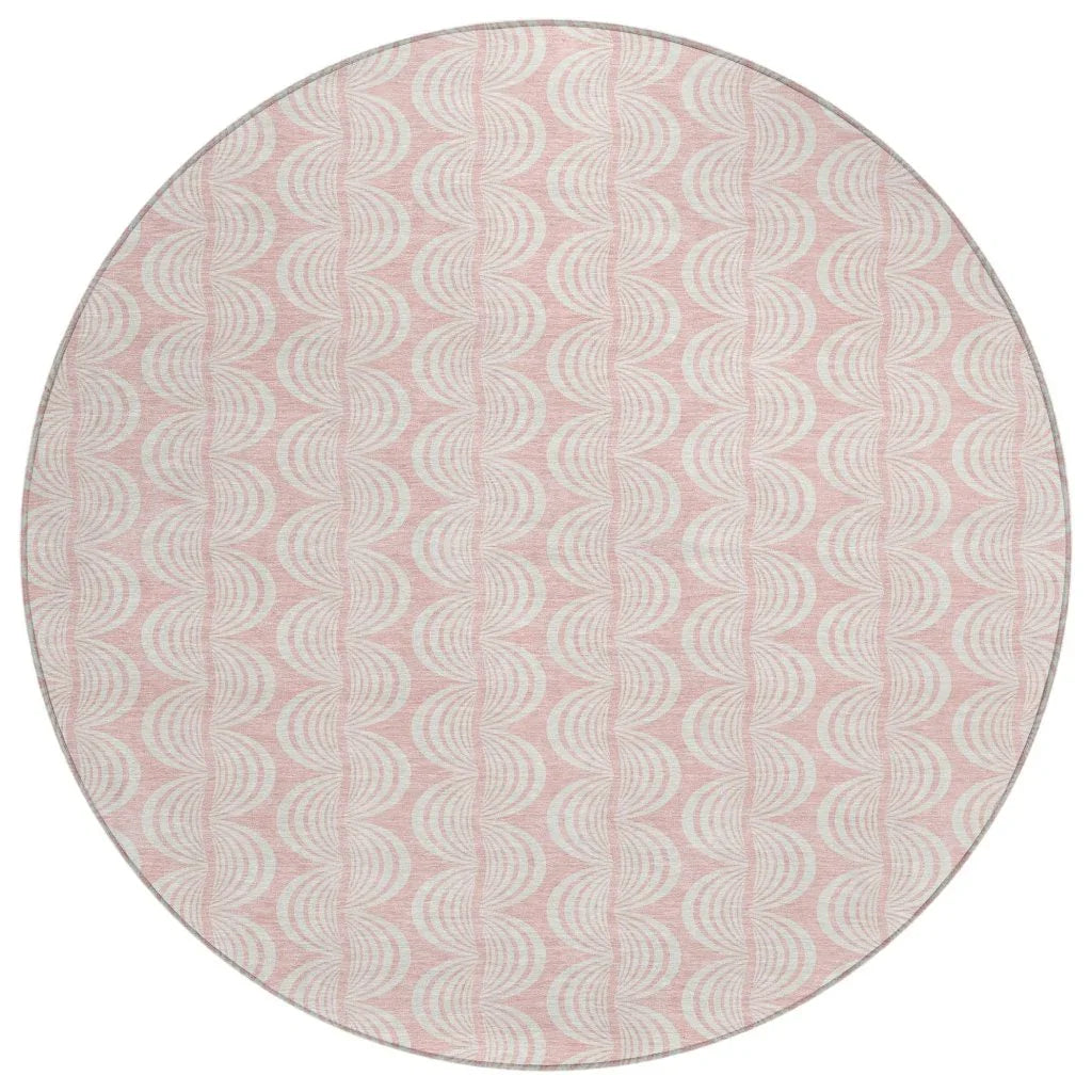 Darya Pink Washable Indoor-Outdoor Rug-Outdoor Rugs-LOOMLAN Rugs-8' x 8'-LOOMLAN
