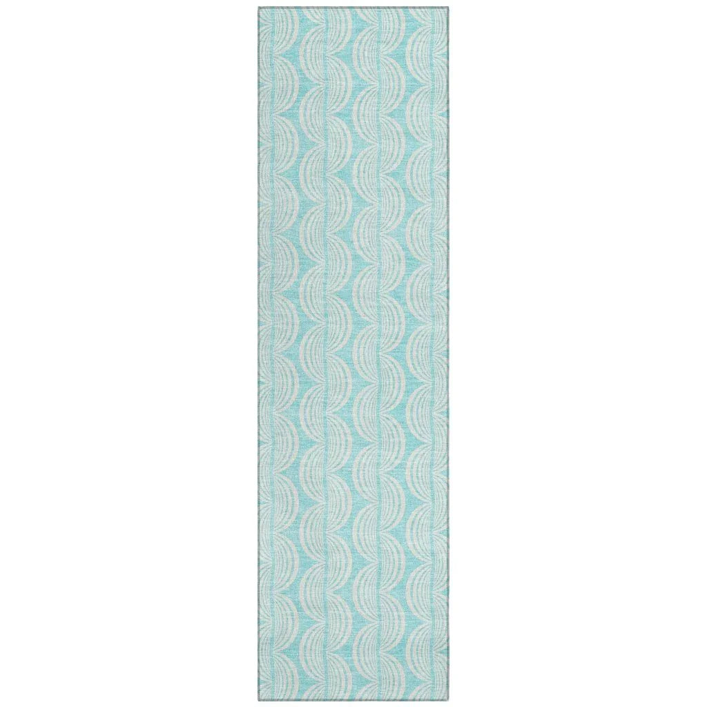 Darya Teal Washable Indoor-Outdoor Rug-Outdoor Rugs-LOOMLAN Rugs-2'3" x 7'6"-LOOMLAN