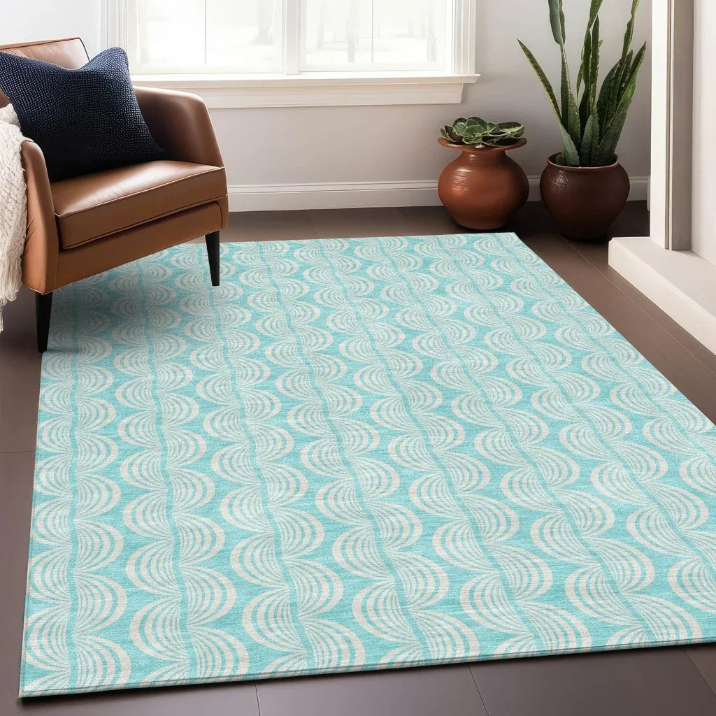 Darya Teal Washable Indoor-Outdoor Rug-Outdoor Rugs-LOOMLAN Rugs-LOOMLAN