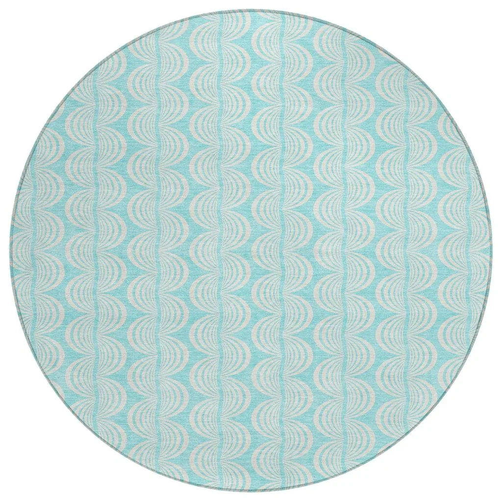 Darya Teal Washable Indoor-Outdoor Rug-Outdoor Rugs-LOOMLAN Rugs-8' x 8'-LOOMLAN