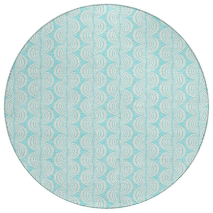 Darya Teal Washable Indoor-Outdoor Rug-Outdoor Rugs-LOOMLAN Rugs-8' x 8'-LOOMLAN