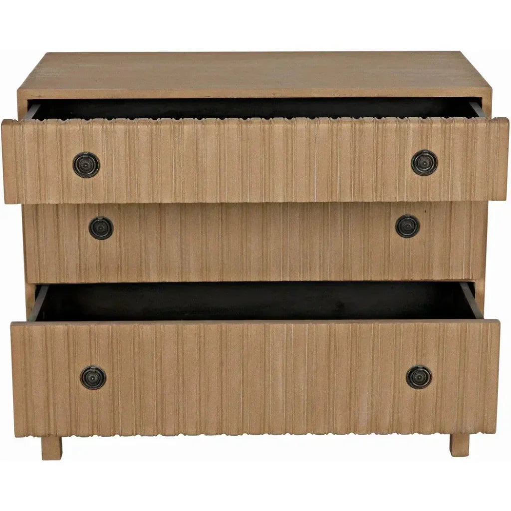Daryl Three Drawers Wood Dresser