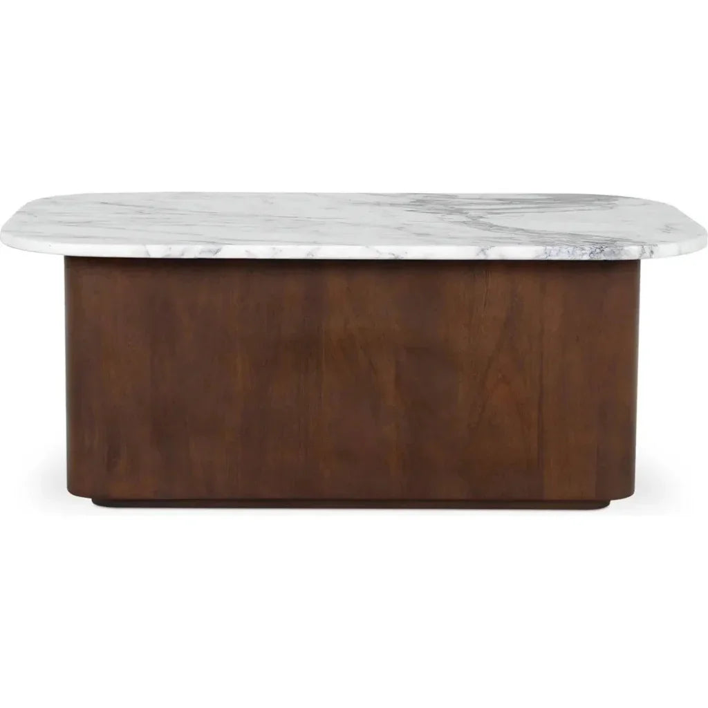 Dash White Marble & Wood Rectangular Coffee Table - LOOMLAN - Moe's Home - Coffee Tables