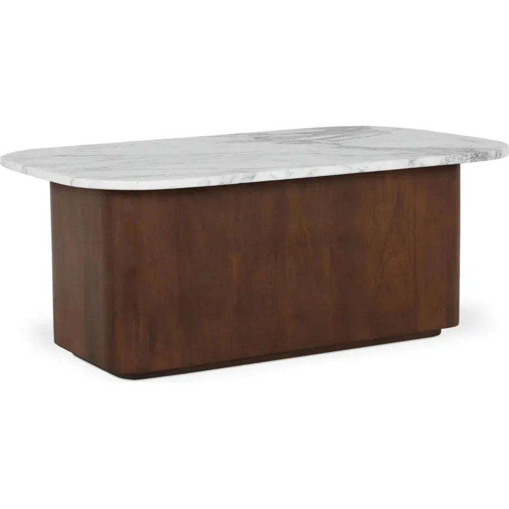 Dash White Marble & Wood Rectangular Coffee Table - LOOMLAN - Moe's Home - Coffee Tables