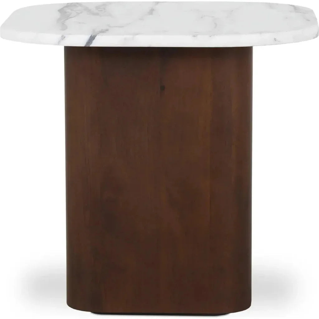 Dash White Marble & Wood Square Accent Table - LOOMLAN - Moe's Home - Side Tables