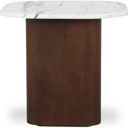 Dash White Marble & Wood Square Accent Table - LOOMLAN - Moe's Home - Side Tables