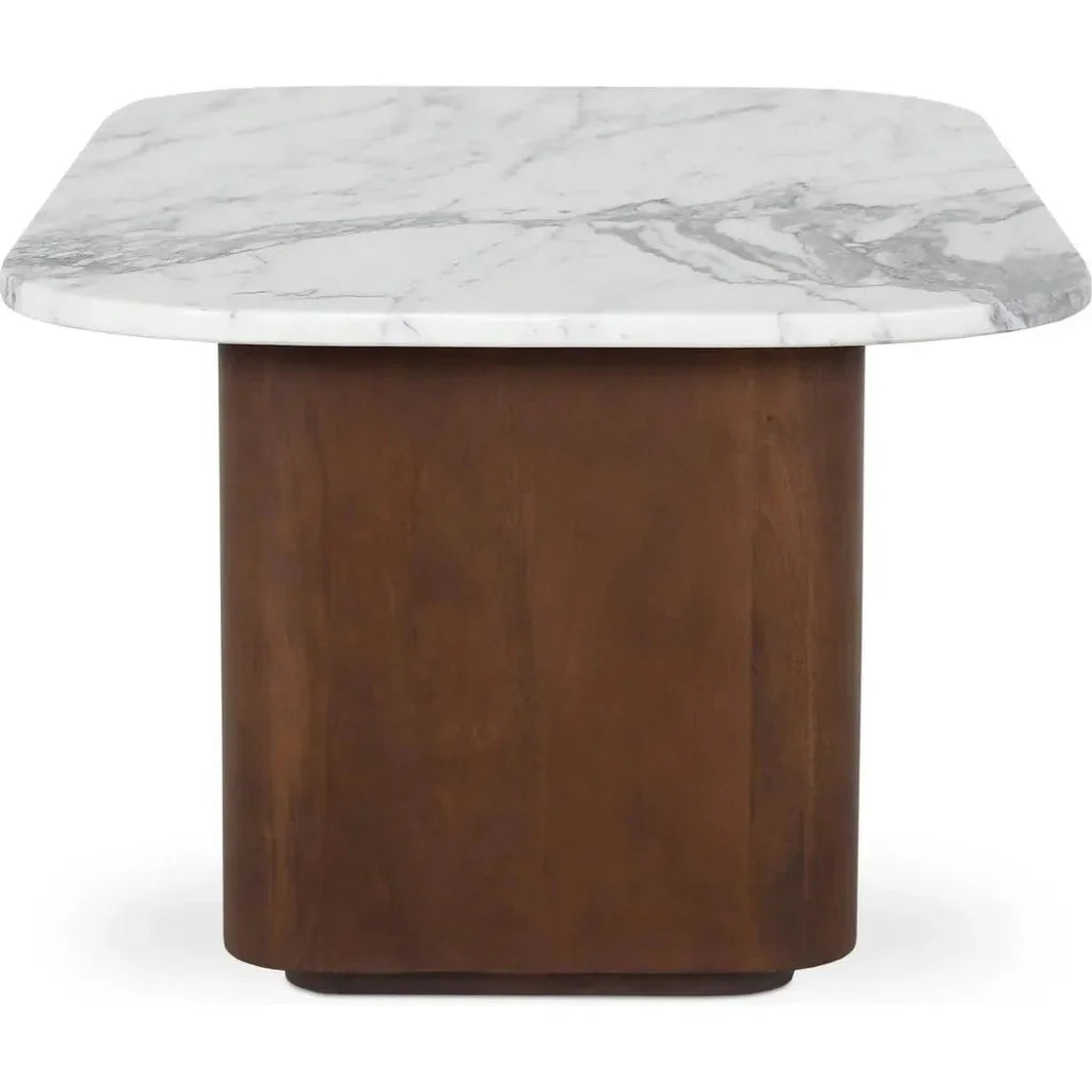 Dash White Marble & Wood Square Accent Table - LOOMLAN - Moe's Home - Side Tables