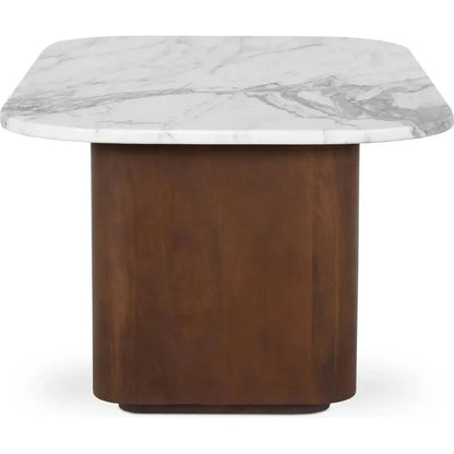 Dash White Marble & Wood Square Accent Table - LOOMLAN - Moe's Home - Side Tables