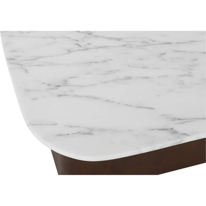Dash White Marble & Wood Square Accent Table - LOOMLAN - Moe's Home - Side Tables