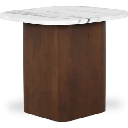 Dash White Marble & Wood Square Accent Table - LOOMLAN - Moe's Home - Side Tables