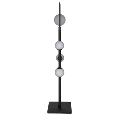 Dasha Steel and Frosted Globe Floor Lamp-Floor Lamps-Noir-LOOMLAN