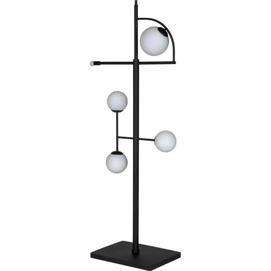 Dasha Steel and Frosted Globe Floor Lamp-Floor Lamps-Noir-LOOMLAN
