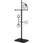 Dasha Steel and Frosted Globe Floor Lamp-Floor Lamps-Noir-LOOMLAN