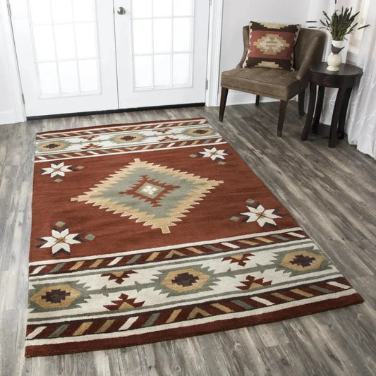Daus Rust Round Area Rugs For Dining Room - LOOMLAN - LOOMLAN - Area Rugs