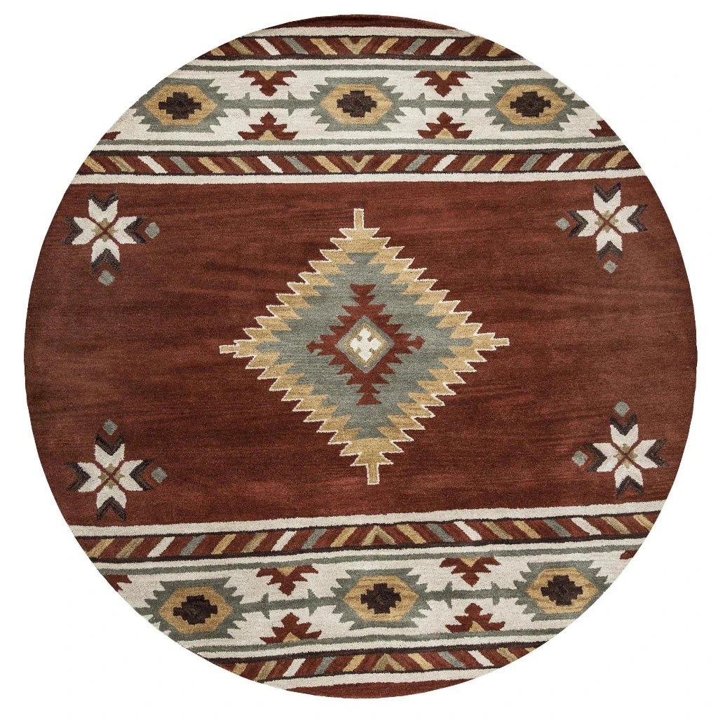 Daus Rust Round Area Rugs For Dining Room - LOOMLAN - LOOMLAN - Area Rugs