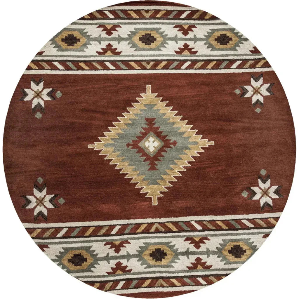 Daus Rust Round Area Rugs For Dining Room - LOOMLAN - LOOMLAN - Area Rugs