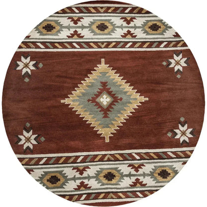 Daus Rust Round Area Rugs For Dining Room - LOOMLAN - LOOMLAN - Area Rugs