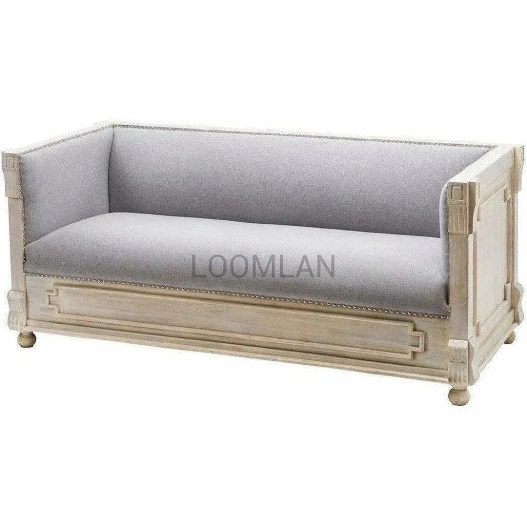 White Carved Wood Bohemian Sofa Gray - LOOMLAN - LOOMLAN - Sofas & Loveseats
