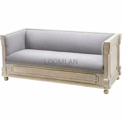 White Carved Wood Bohemian Sofa Gray - LOOMLAN - LOOMLAN - Sofas & Loveseats