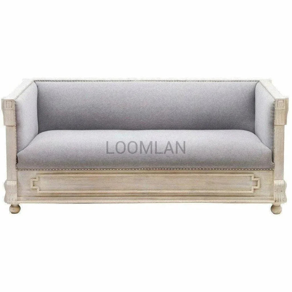 White Carved Wood Bohemian Sofa Gray - LOOMLAN - LOOMLAN - Sofas & Loveseats